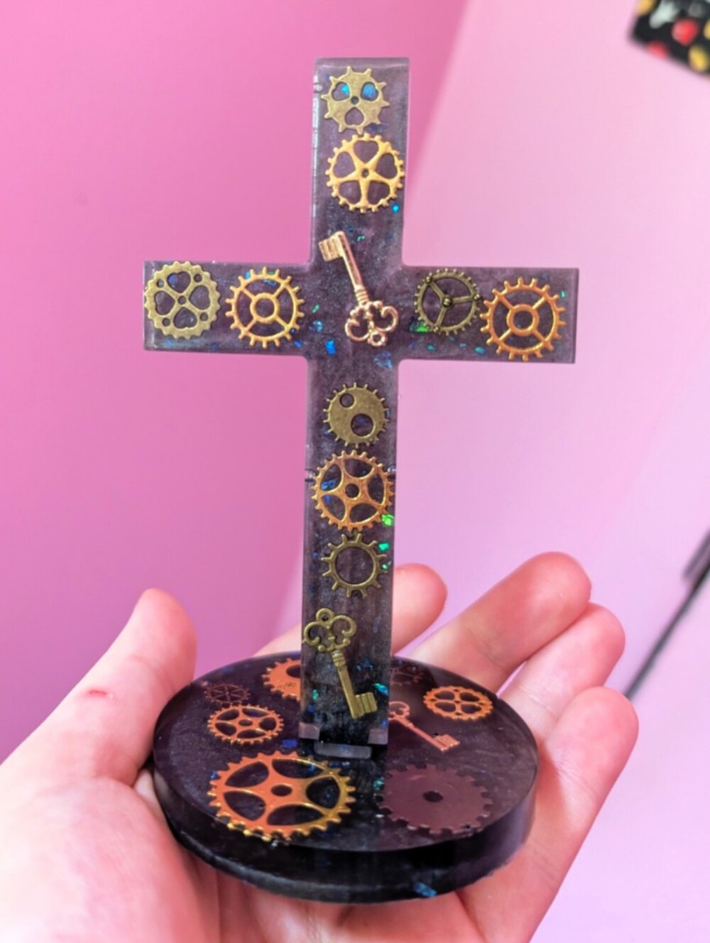 Handmade Steampunk Cog Cross